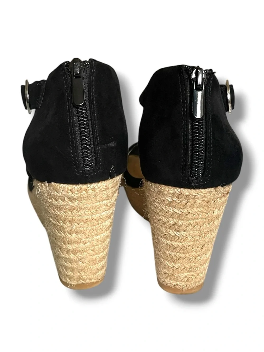 Torrid Black Espadrille Wedge Sandals Ankle Strap Platform Heels Size 9.5W